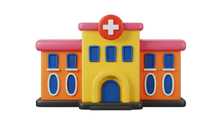 Cartoon hospital building with cross