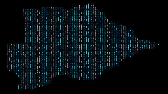 Botswana Binary code map animation, Digital data visualization, alpha layer