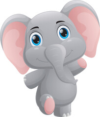 Obraz premium Cute elephant cartoon on white background