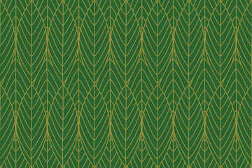Green abstract outlined leaves seamless pattern.Hand drawn outline design for fabric,print,cover,banner,invitation.Luxury minimal style wallpaper with botanical leaves.Vector illustration design.