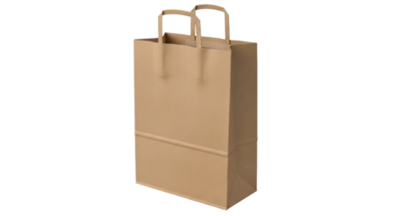 Isolated paper grocery bag ready for use, packaging for takeaway, brown kraft and recyclable
