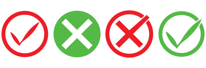 Professional Check Mark & Checkbox Icon Set – Green Tick, Red Cross, Hand-Drawn Sketches, Vector Buttons & Checklist Symbols