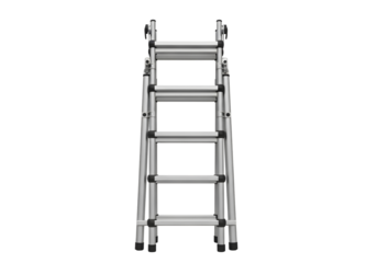 Silver folding ladder isolated on transparent background