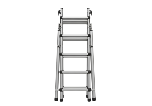 Silver folding ladder isolated on transparent background