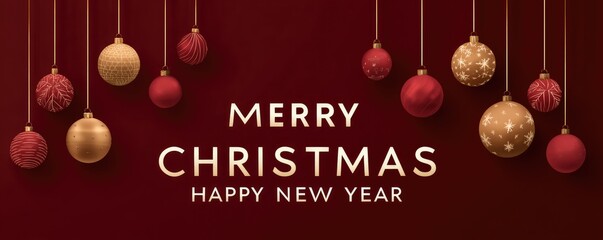 christmas greeting card with hanging decoration illustration