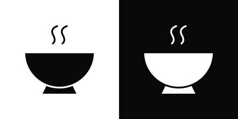 Soup bowl icon flat design. Modern style in black color.