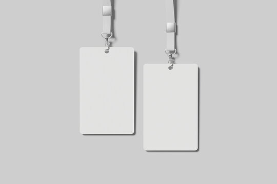 Minimalist ID Card Mockup with Lanyard on Light Background