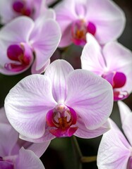 Obraz premium Delicate Pink Orchid Blossoms in Full Bloom.