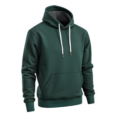 Dark Green Hoodie Pullover - Casual Unisex Apparel on transparent background