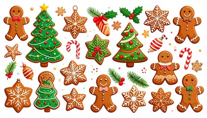 Festive Christmas Gingerbread Cookies and Decorations Collection.