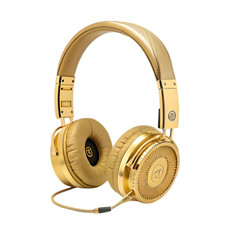 Golden Over-Ear Headphones: Premium Audio Device for Music Enthusiasts on transparent background