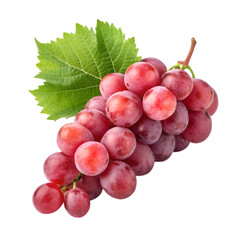 Fresh Red Grapes Bunch with Leaf - Healthy Fruit & Sweet Produce on transparent background