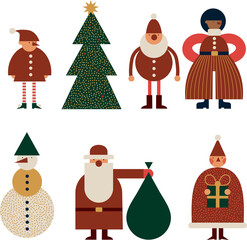 Christmas character set modern decorative style