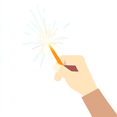 Hand holding a sparkler with bright sparks.