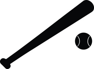 Baseball bat and ball vector icon