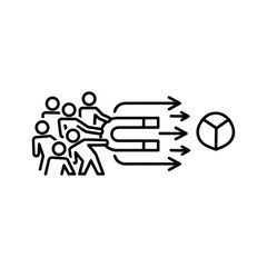 Magnet attracting people towards a cube