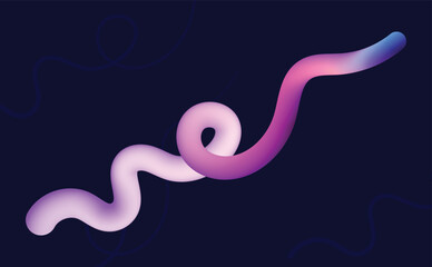 Obraz premium Abstract gradient worm on dark background with soft pink and purple hues