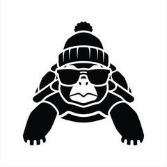 Turtle with winter hat and sunglasses  Vector illustration design