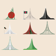 Bangladesh National Martyrs' Monument set illustration