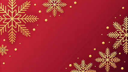 Elegant gold snowflakes shimmering on rich red background for festive winter holiday celebrations and luxury seasonal designs and promotions
