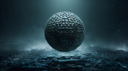 Ai robotic sphere floating digital void