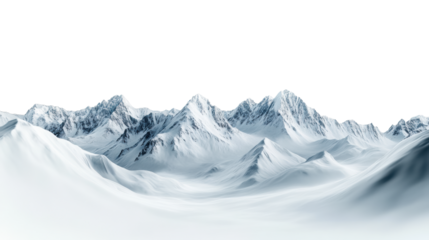 Snowy Mountain Peaks on Transparent Background