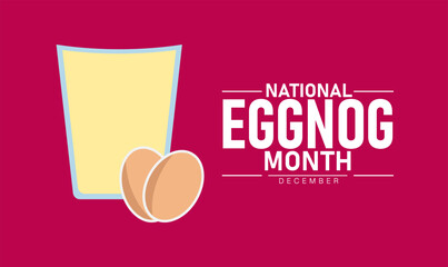 National Eggnog Month Poster Banner and Background Abstract Design Template Featuring Creamy Eggnog Glass with Cinnamon Stick Holiday Drink Celebration and Festive Winter Beverage Awareness Campaign