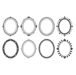 Vector collection of ornate oval frames featuring classic and floral designs