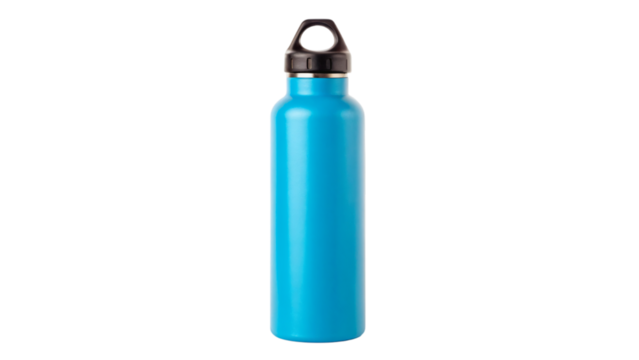 Blue plastic bottle isolated on a clean white background