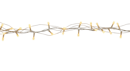 Isolated string of yellow Christmas lights for holiday celebrations, festive decorations