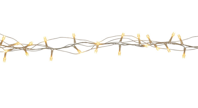Isolated string of yellow Christmas lights for holiday celebrations, festive decorations - Powered by Adobe