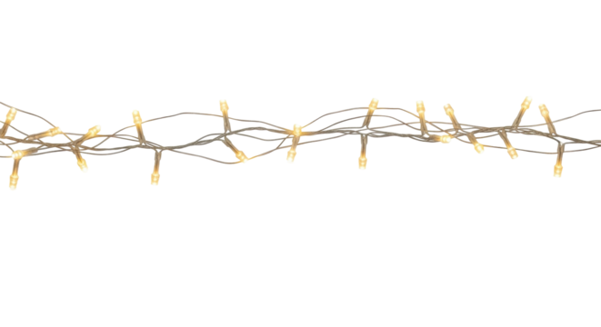 Isolated string of yellow Christmas lights for holiday celebrations, festive decorations - Powered by Adobe