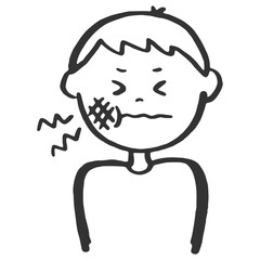 歯が痛い男の子　線画