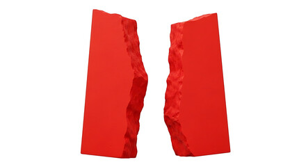Fototapeta premium Torn Red Paper Edge Isolated on White Background