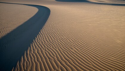 Intricate patterns sculpted by the wind on a sun-drenched desert landscape, revealing textures and shadows in the undulating dunes, inviting a sense of exploration