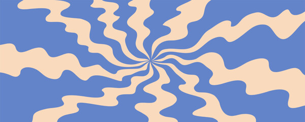 Wavy swirl motion background in blue, abstract cloud pattern resembling sky flow. Wavy motion composition with dynamic curved rhythm. Vector illustration.