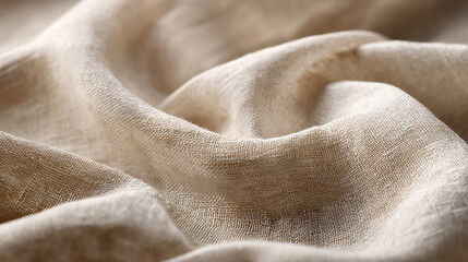 Softly draped natural fabric with subtle texture and warm beige tones textile linen