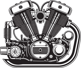 Motorcycle Engine Vector Illustration Detailed Internal Combustion Engine Power Design