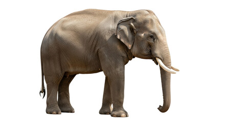 Isolated Large Elephant Standing Still with Long Tusks in Studio Animal Nature Photography