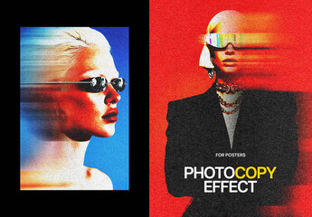 Abstract Bad Scan Poster Photo Effect Mockup