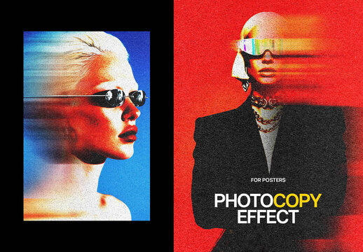 Abstract Bad Scan Poster Photo Effect Mockup