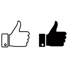 Thumb up icon in outline and glyph style