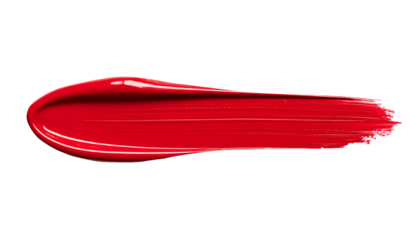 textured abstract red color paint stroke isolated on transparent background, png