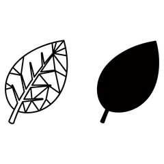 Leaf icon in outline and glyph style vector illustration