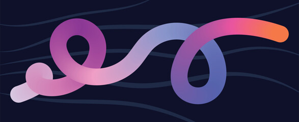 Abstract colorful gradient line art on dark blue background illustration