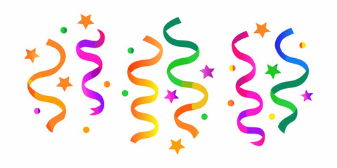 Obraz premium Colorful party streamers and stars falling for celebration and fun