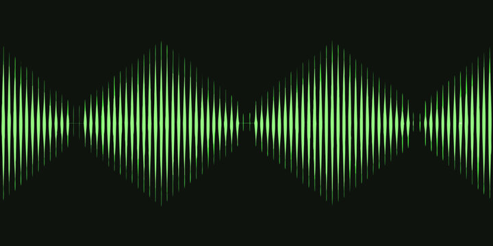 Abstract green sound wave pattern with diamond shapes on a dark background