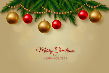 christmas card with christmas treeb greetings vector illustration