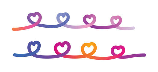 Colorful gradient heart line, a romantic and playful design