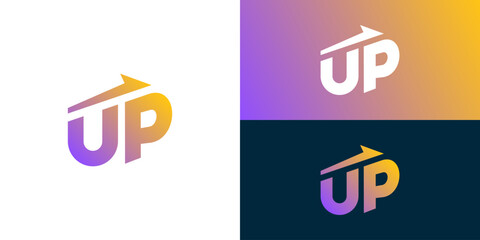Creative simple UP logo template. Modern UP typography for Business startup logo design vector illustration.